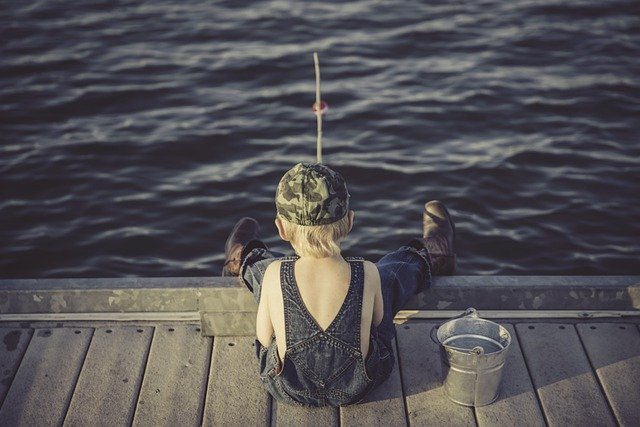 boy, child, fishing