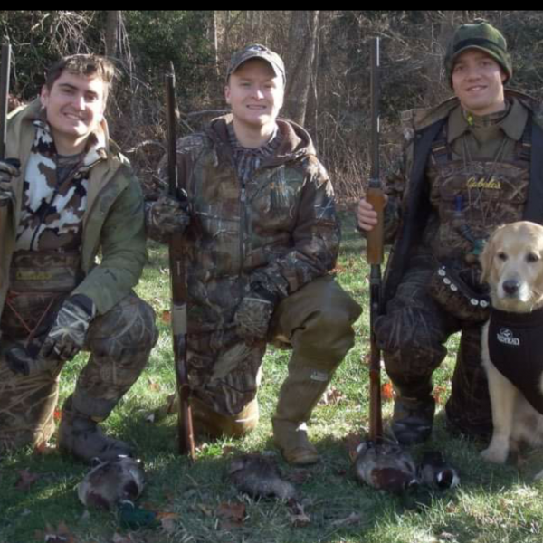 me and friends in hunting gear